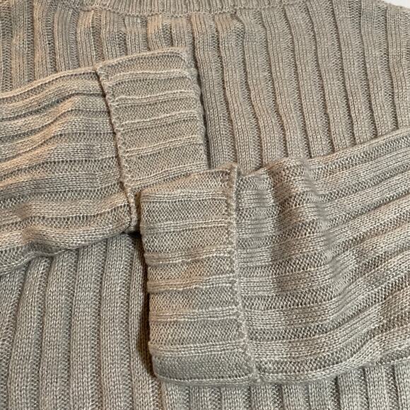 NWT Large Womens Gray Knit Cropped Turtleneck Sweater Top Preppy F21 Cuff Sleeve - Picture 11 of 11